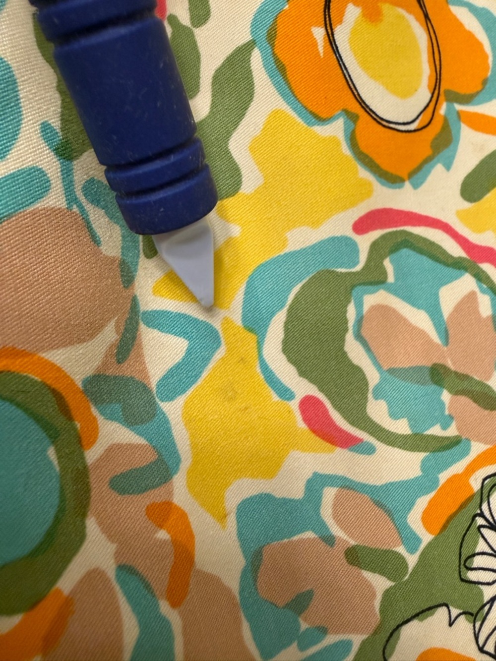 kate spade Multicolor Floral Canvas Tote with Tan Leather Trim - Picture 11 of 13